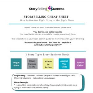 Snip Image of Storyselling Cheat Sheet